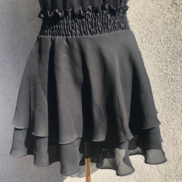 Black 3 Tiered Chiffon Flowing Short Sexy Skirt! Made in Ukraine - Picture 2 of 8